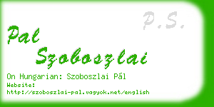 pal szoboszlai business card